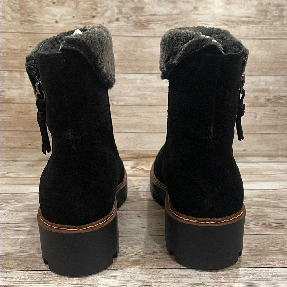Baretraps Wyoming Womens Black Suede Water Resistant Faux Fur‎ Lug Sole Boots